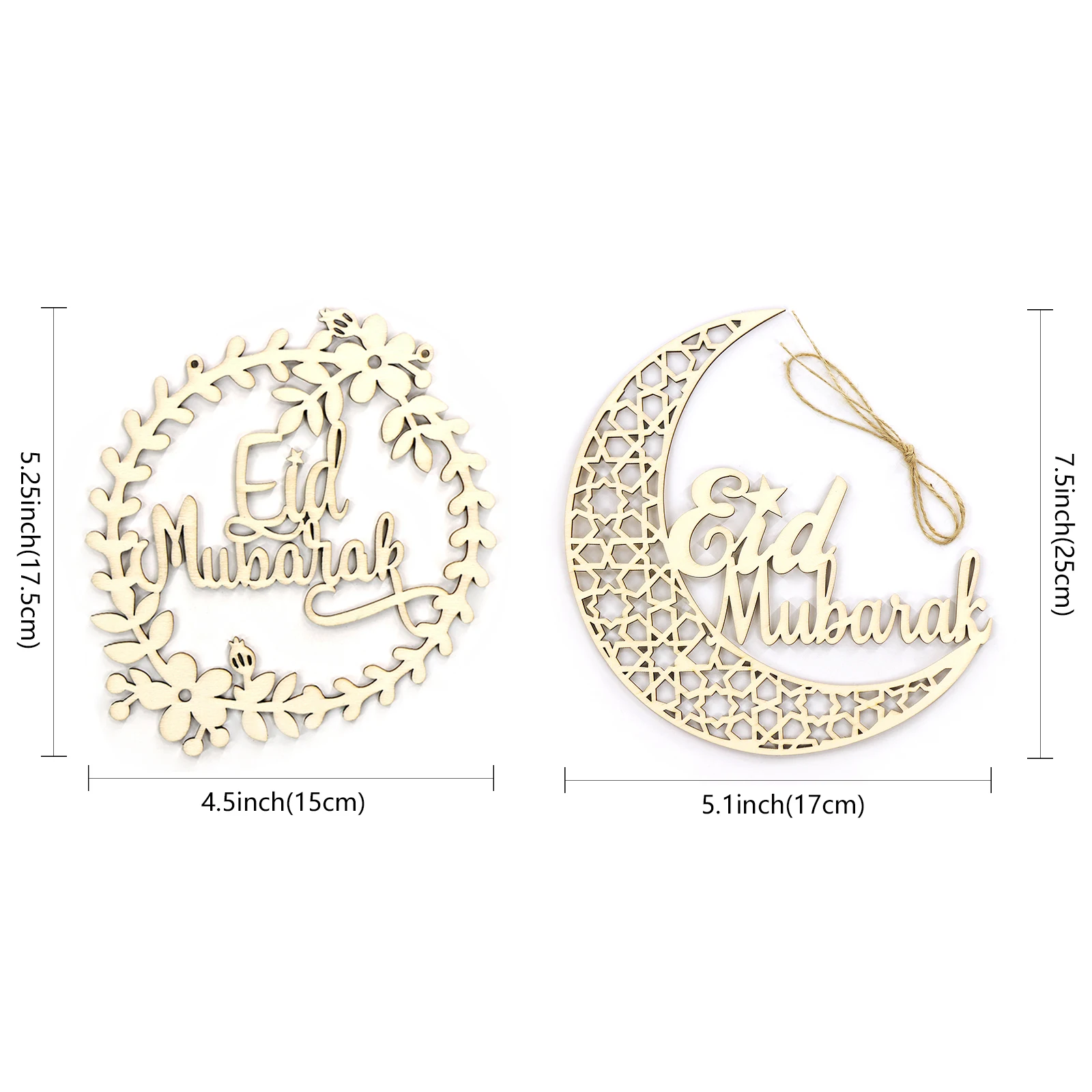 

Eid Mubarak Pendant Wooden Hollow Wreath Moon Hanging Ornament For Kareem Ramadan Muslim Islam Home Festival Party Decor
