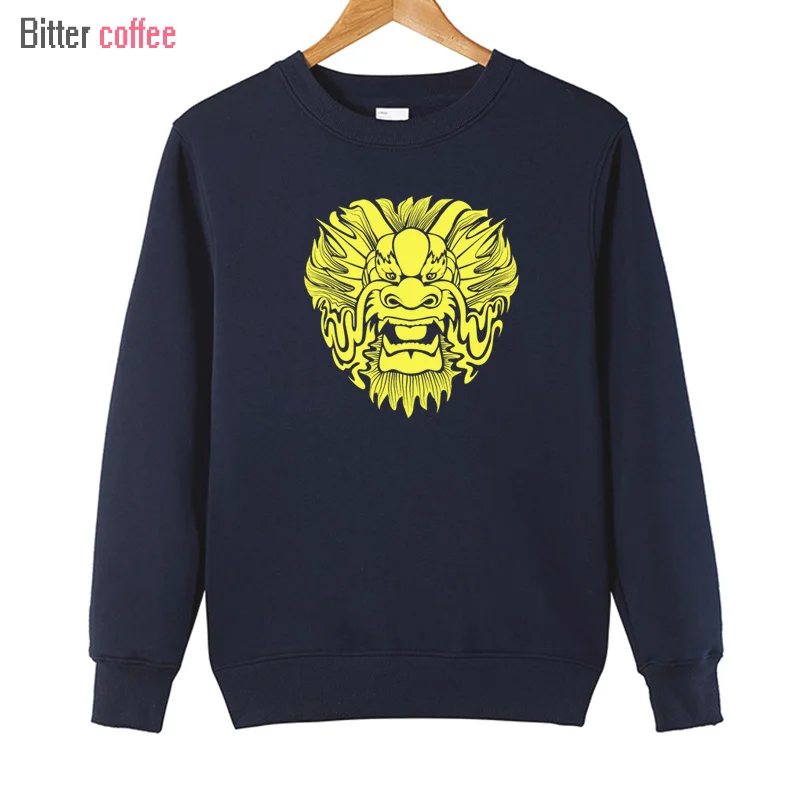 

Hot Sale Men Sweatshirt Winter New Autumn Men's Casual Chinese Dragon Mask Myth O-neck Sweatshirt Cotton For Man Plus Size