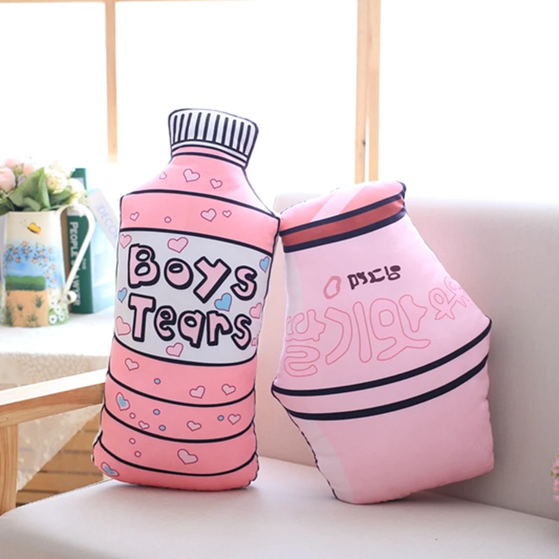 1pc Cute Pink Donut Bottle Shape Plush Pillow Stuffed Soft Down Cotton Cushion Sofa Decoration Toy Simulation Doll Gift for Kids | Игрушки и