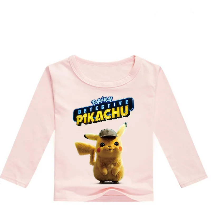 Z& Y/От 2 до 16 лет футболка Pokemon Detective Pikachu футболки для детей модные футболки для мальчиков топ с длинными рукавами для маленьких девочек