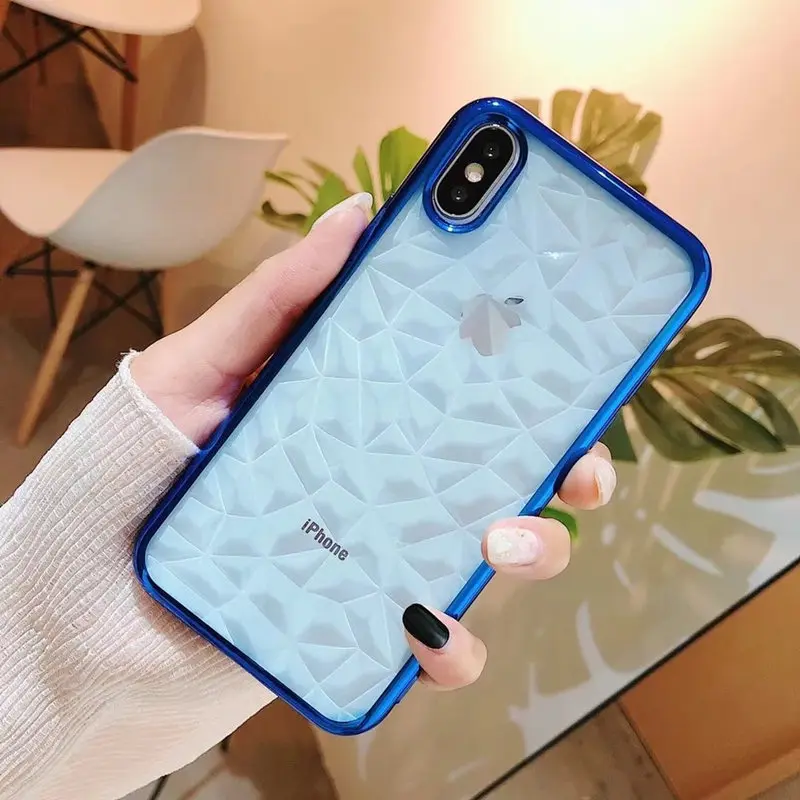 Четкие геометрические прозрачные со стразами Мягкий ТПУ Прозрачный чехол для