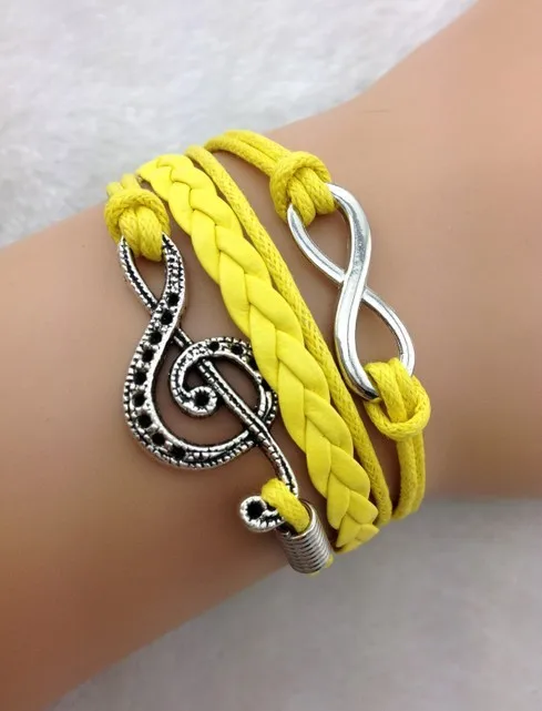 1 шт Бесконечность и Шарм в виде музыкальной ноты браслет серебро восковые шнуры