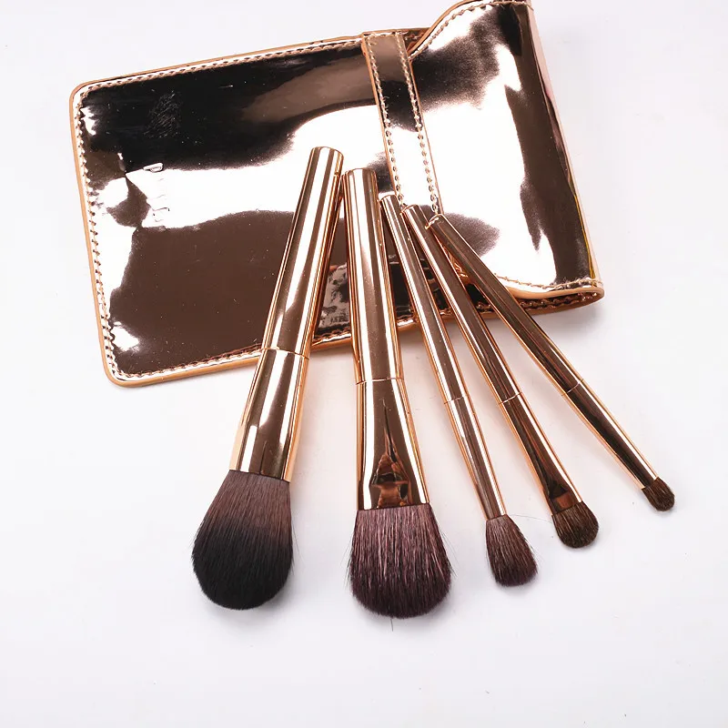 Корейская мода 5 шт. набор кистей для макияжа золотая ручка Коза Косметическая