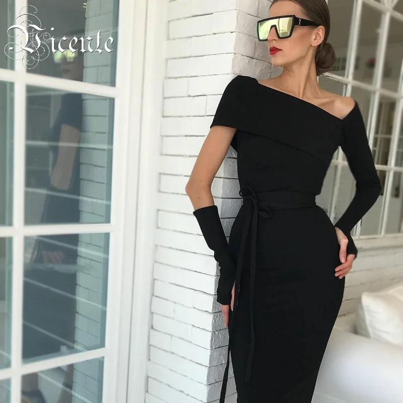 Женское платье с длинным рукавом VC HOT модное облегающее плеча и