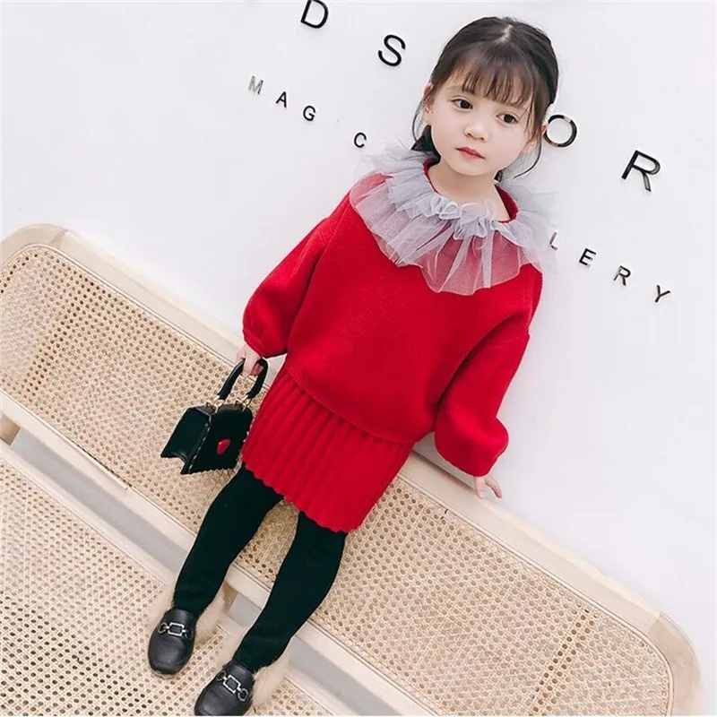 LILIGIRL/комплект вязаной одежды высокого качества для девочек, г. Новая Детская куртка из водного бархата кашемировое платье для детей, осенний костюм из 2 предметов