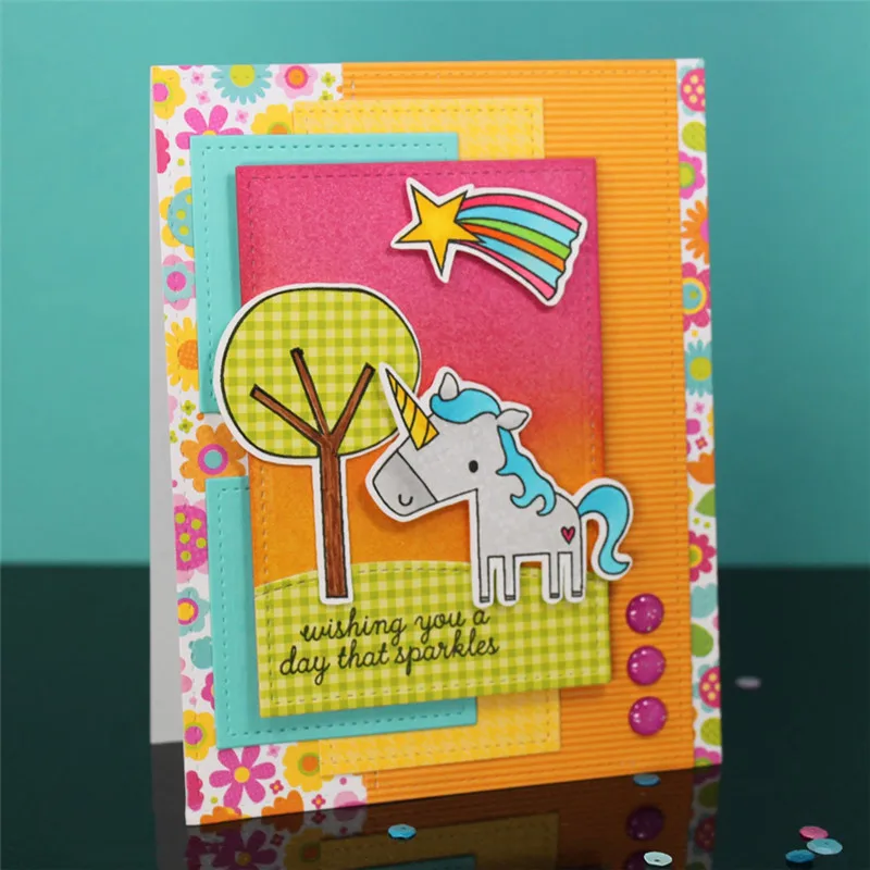 DiyArts 6Pcs New Christmas Dies Unicorn Wishes Metal Cutting Dies for Scrapbooking Craft Die Metal Cutting Dies New