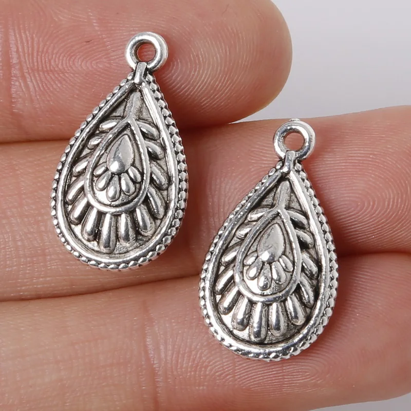 4pcs 13x23mm Zinc Alloy Antique Silver Water Drop DIY Charms Pendants | Украшения и аксессуары