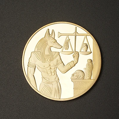 gold Древний Египет Anubis золото/Посеребренная 40 мм Пирамида памятная монета Туризм подарок - Цвет: gold