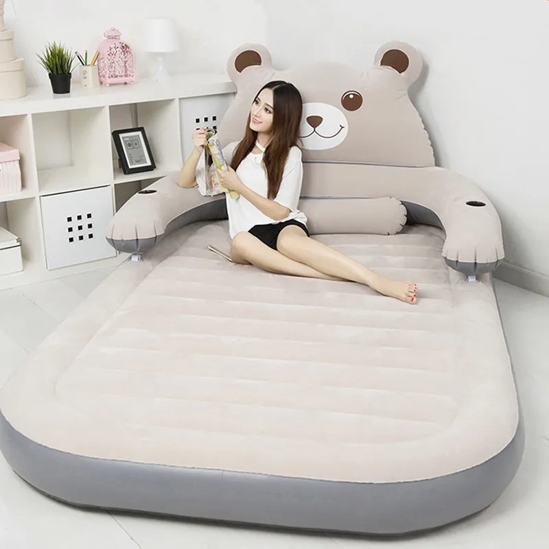 

Folding Cartoon Bed Inflatable Soft Bed With Backrest Totoro Bed Beanbag Cama Mattresses Bedroom Furniture Free Shipping