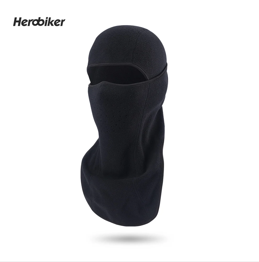 HEROBIKER черная осенне-зимняя термальная Флисовая Балаклава мотоциклетная маска мото ветрозащитная велосипедная маска для катания на лыжах