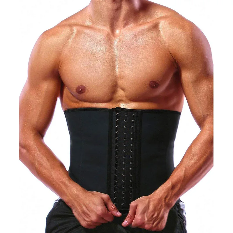 Мужской тонкий пояс 9 стальных костей латексная Талия тренажер корсеты для