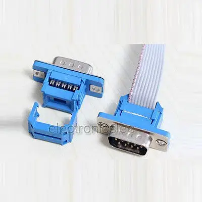 10pcs 9 Pin D-SUB DB9 Male IDC Flat cable Connector