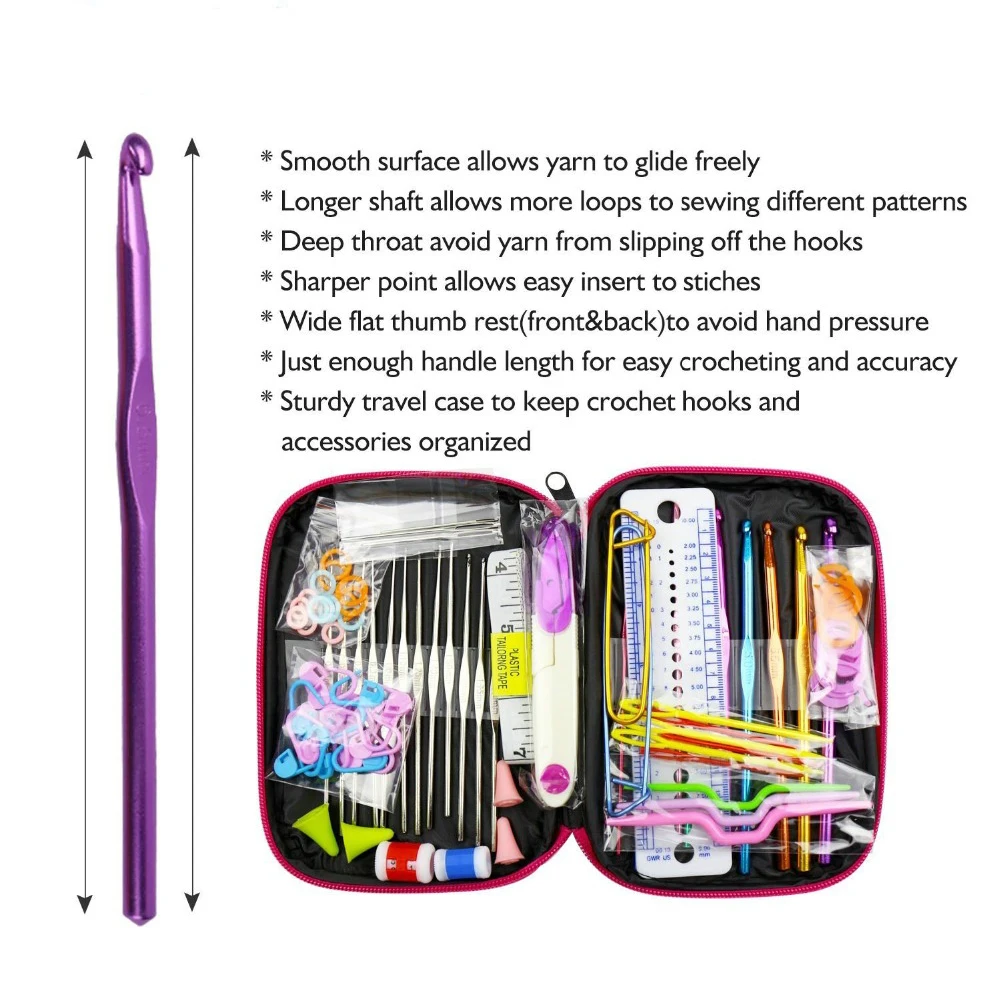 90 шт. набор ручных вязаных крючков для вязания крючком удобных эргономичные