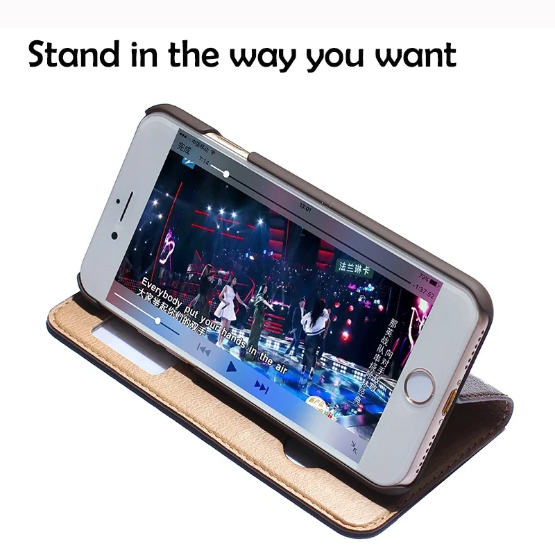 Натуральная кожа флип Smart Cover для iPhone 7 Plus Элитный бренд Магнитная ультра тонкий 360