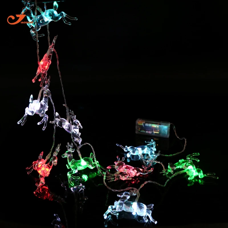 Олень строка украшения Освещение 10LED оленей гирляндой Батарея эксплуатируются rgb