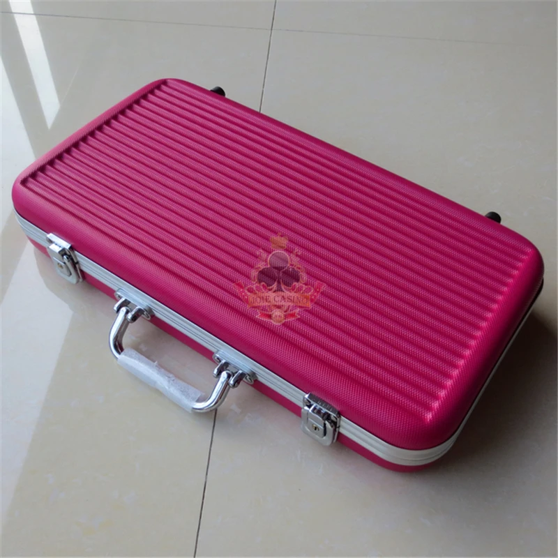 Wholesale retail professional ABS chip boxes 300 codes yards chips poker coin carrying case red suitcase integrated light stable