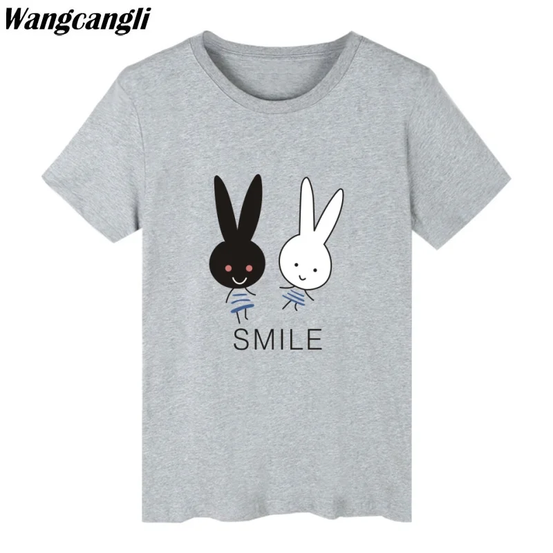 2020 Summer Kpop Kawaii Smile Rabbit T shirt Women Short Sleeve Casual Anime Kpop Style Tshirt Women Cotton Female T-Shirt Tops