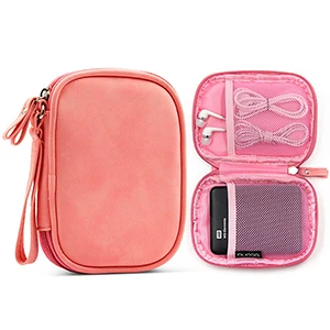 Pink single layer Модный нубук pu кожаный мобильный жесткий диск цифровая сумка для хранения Портативный чехол однослойный/двухслойный дорожный кабель Органайзер сумка подарок - Цвет: Pink single layer