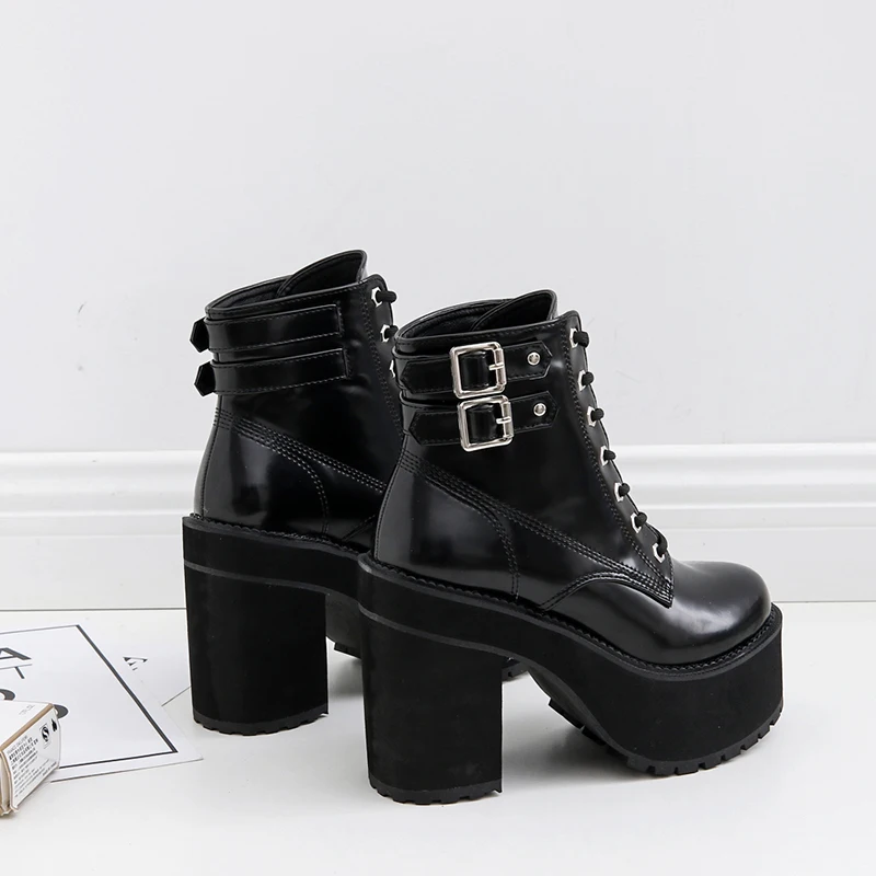 GBHHYNLH Fashion Ankle Boots Platform Shoes Round Toe winter Thick High Heels snow shoes Punk fur for Women LJA493 | Обувь