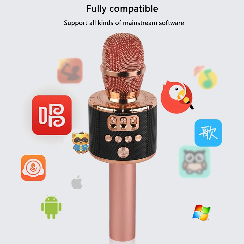 Беспроводной Bluetooth караоке микрофон с многоцветной светодио дный огни 4 в 1