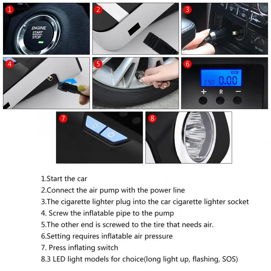 12V Портативный Электрический цифровой шины для легковых автомобилей воздушный