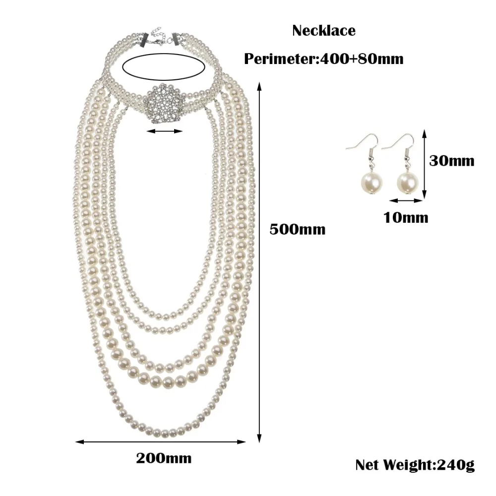 JEROLLIN Multi layers Pearl Beads Women Necklace Earring Jewelry Set Three Strands Pink Green beaded | Украшения и аксессуары