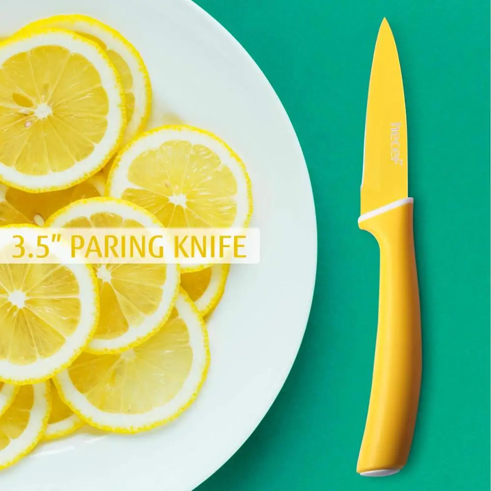 Hecef разноцветный набор ножей из 6 с чехлами цветная ручка ПП нержавеющей стали