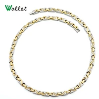 wollet new fashion cool gift for men 3 in 1 infrared health gold filled magnetic solid germanium titanium necklace men