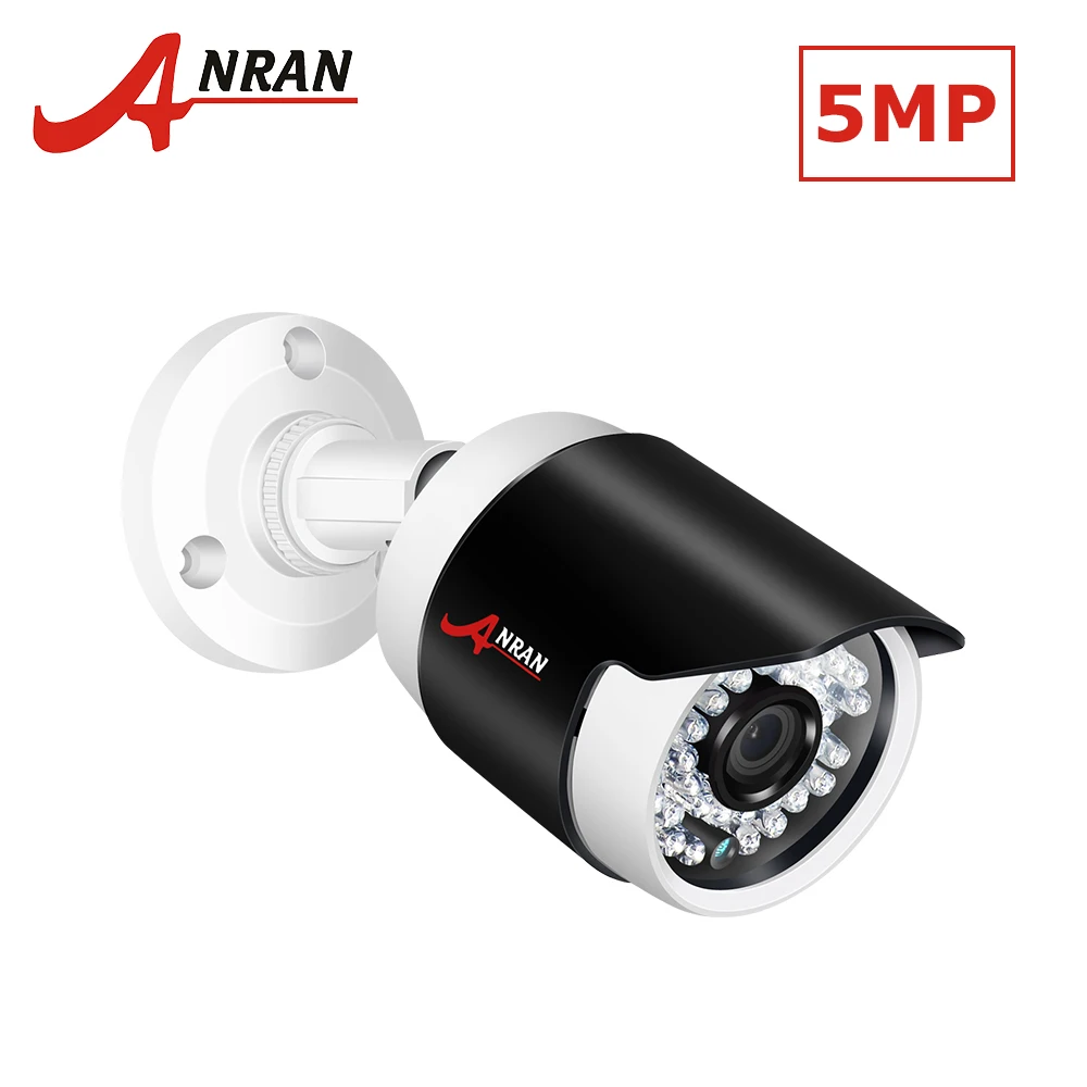 Цилиндрическая ip камера ANRAN 5 МП POE ONVIF HD H.265 водонепроницаемая с ночным видением P2P