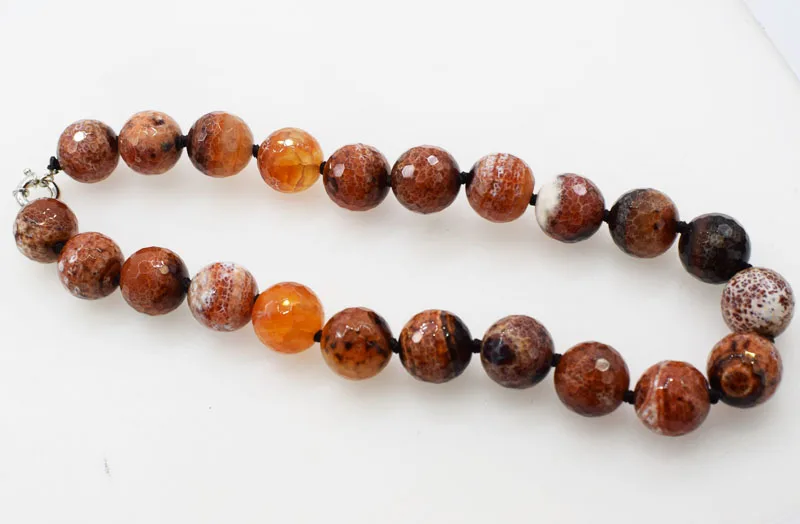 

red fire agate faceted round 17-18mm necklace 18inch wholesale beads nature FPPJ woman 2019 for gift