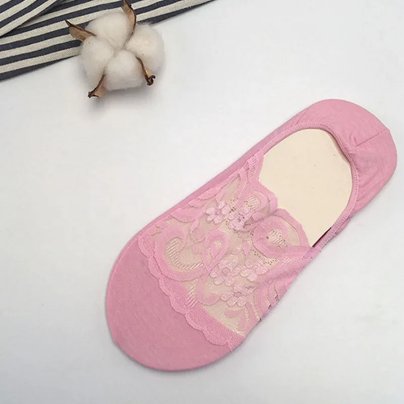 LNRRABC Women Summer Floral Lace Thin Boat Socks Invisible High Heels Slippers Soft Breathable Cotton Low Short | Женская одежда