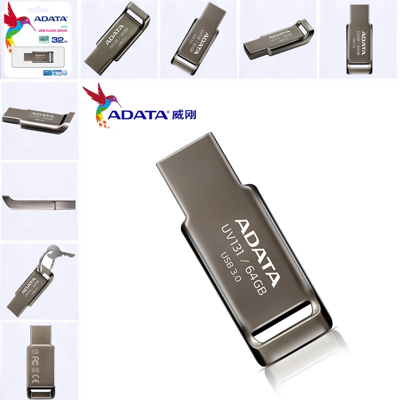 Оригинальная usb флешка ADATA реальная емкость 64 ГБ металлическая флеш накопитель USB