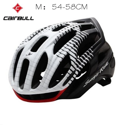 black white M Cairbull светодиодный светильник дорожный велосипедный шлем Casco Ciclismo интегрально-Формованный велосипедный шлем MTB велосипедный спортивный защитный шлем 212 г 5 видов цветов - Цвет: black white M