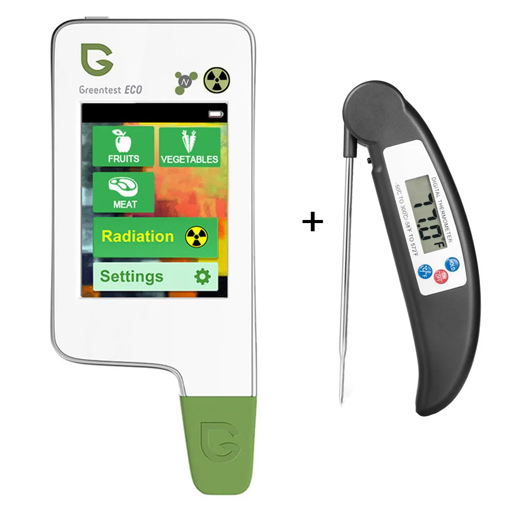 Eco and thermometer Цифровой сенсорный экран радиационный детектор, портативный тестер для пищевых продуктов, нитрат и тестер для пищевых продуктов и барбекю термометр, светодиодный цифровой термометр - Комплект: Eco and thermometer