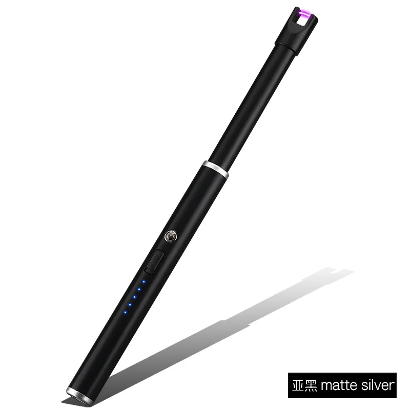Wholesale Metal Arc Plasma Candle Lighter Windproof BBQ Electric USB Lighter Outdoor Rechargeable Kitchen Gas Stove Lighter - Цвет: Black matte