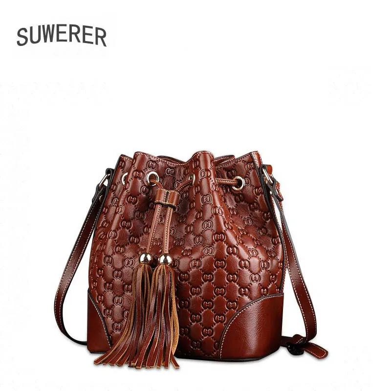 Сумка ведро с кисточками из натуральной кожи 2019|bucket bag|designer women bagwomen bag |