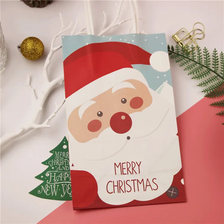 

10pcs/lot Merry Christmas Santa Claus paper bag packaging bags 13x21cm pouches wrappers cupcake candy bag gift bag free shipping