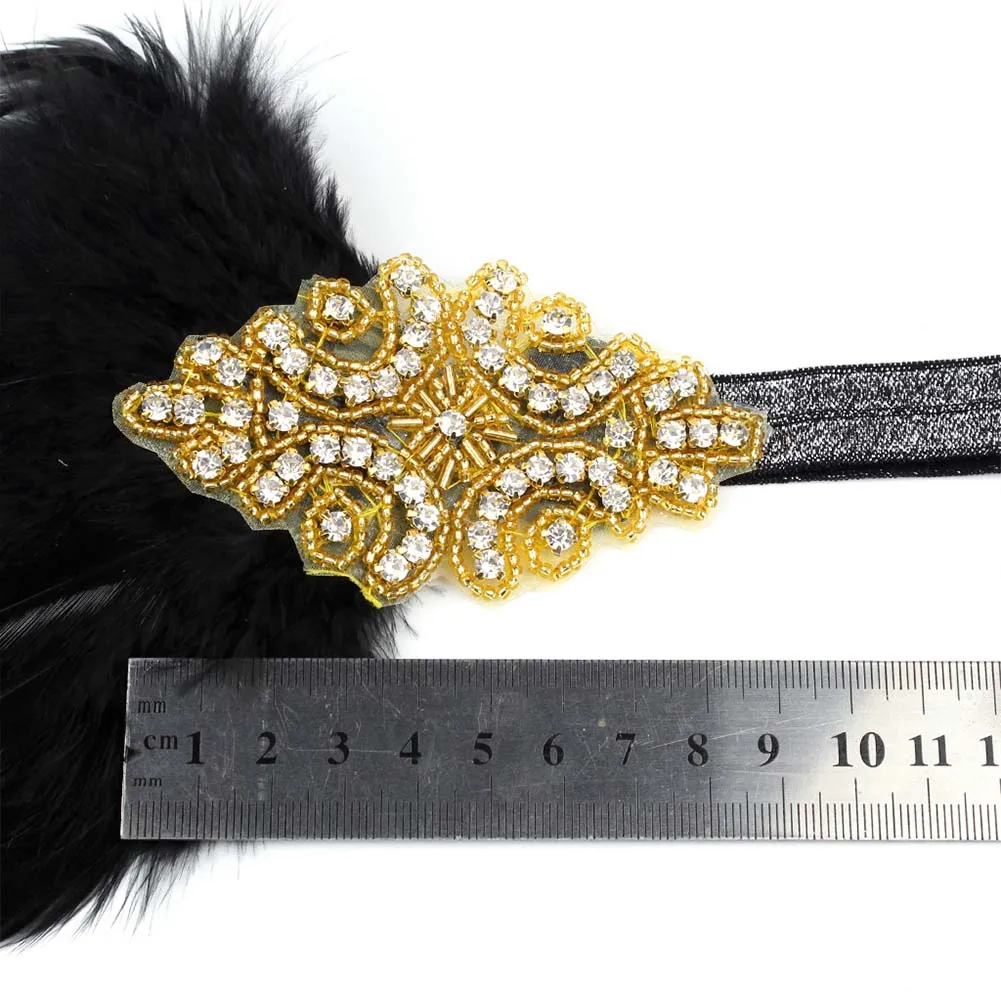 Fashion Vintage Women Ladies Feather Rhinestone Headpiece Flapper Headband Carnival Hair Band | Украшения и аксессуары