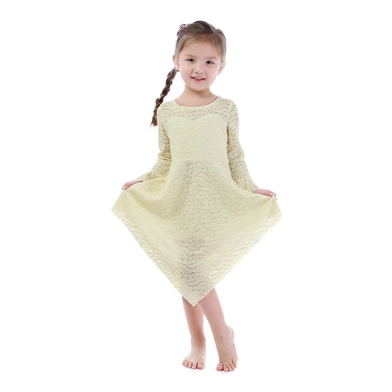 Kaiya Angel Fashion Baby Long Sleeve Pirncess Milk White Floral Dress children Girls Spring Summer Autumn Winter Clothing | Детская