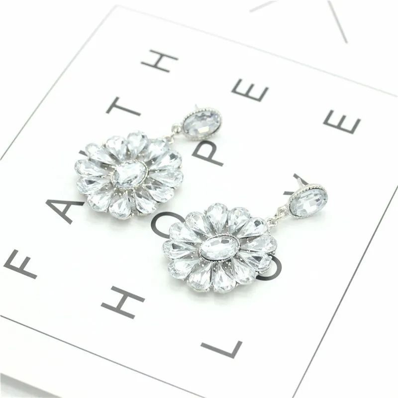 Лето ювелирные изделия Для женщин в Корейском стиле роскошный цветок кристалл