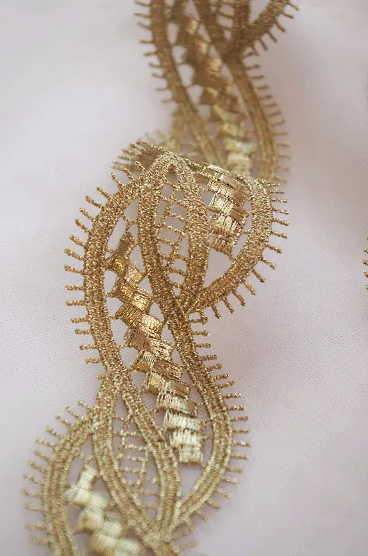 Металлическая Золотая кружевная отделка Золотое кружево с ресницами двора 1