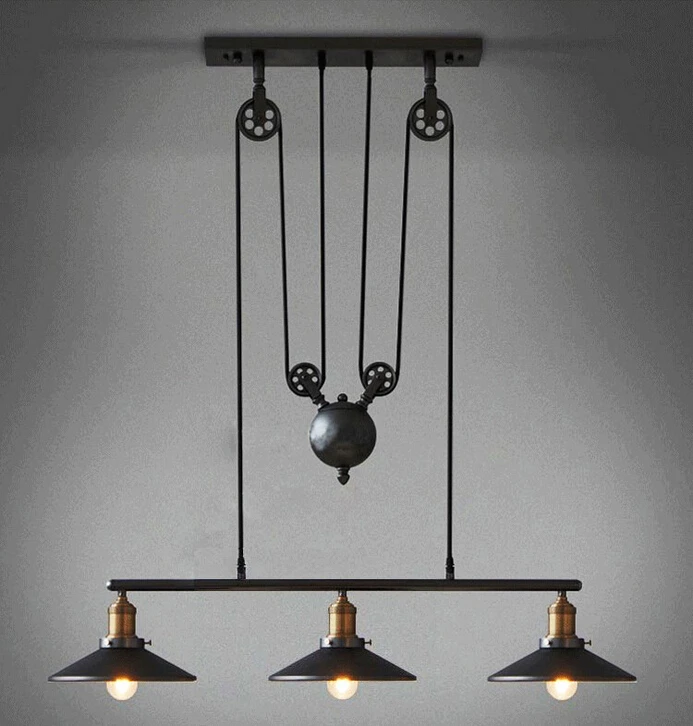 Скандинавские промышленные подвесные светильники RH чердак шкив Регулируемый