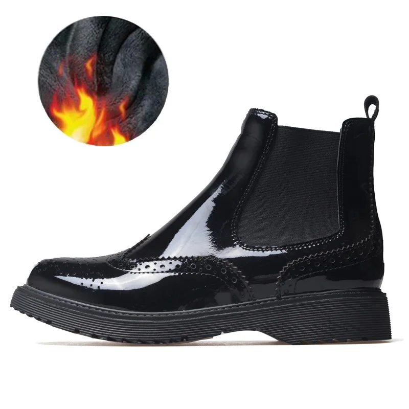 

Genuine Leather Chelsea Boots Regular/Velvet Lining And Matte/Gloss Leather Alternative Boots Low Heel Women Ankle Boots