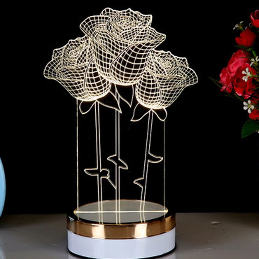 Светодиодный ночник меняющий 3 вида цветов 3D акриловая визуальная иллюзионная