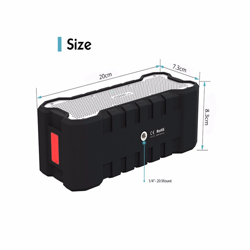 Колонка Bluetooth CRDC для использования на открытом воздухе, портативная, беспроводная, водонепроницаемая, с улучшенными басами, двумя драйверами мощностью 5 Вт каждый, поддержкой A2DP и временем автономной работы до 30 часов.
