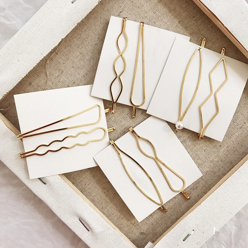 1 комплект Геометрические неровные волнистые заколки для волос женщин