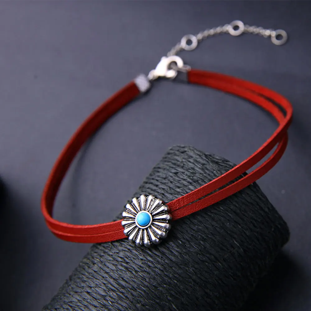 2017 Flowers Red Imitation Leather Vintage Choker New Popular Necklaces for Women Fashion Jewelry | Украшения и аксессуары