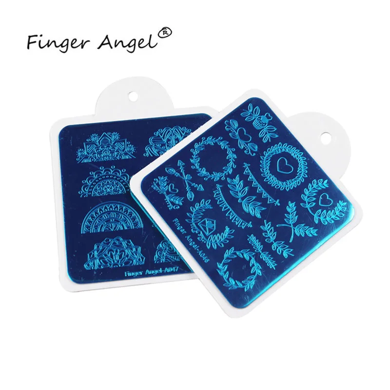 Finger Angel Дизайн ногтей 6*6 см квадратные штампованные пластины кружева цветок модный дизайн с белым цветом задняя крышка ногтей шаблоны# HQF01