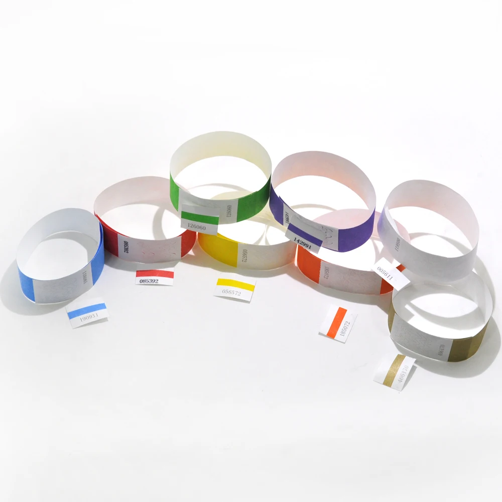 Solid NEW Color 1" Tyvek Wristbands Stub Detachable for ID Paper Wristbands for Party Events Only 100 Pieces
