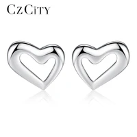 czcity simple hert 925 sterling silver stud earrings for women classic cute girls korean earring 2018 delicate fine jewelry
